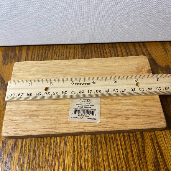 Mud Pie Floral Ceramic Sugar and Creamer set on Wood Tray NWT 2021 - Picture 11 of 12